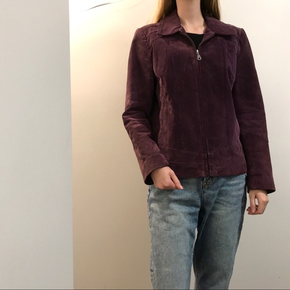 2 for $25 Cleo Petites purple real suede jacket - Picture 4 of 6